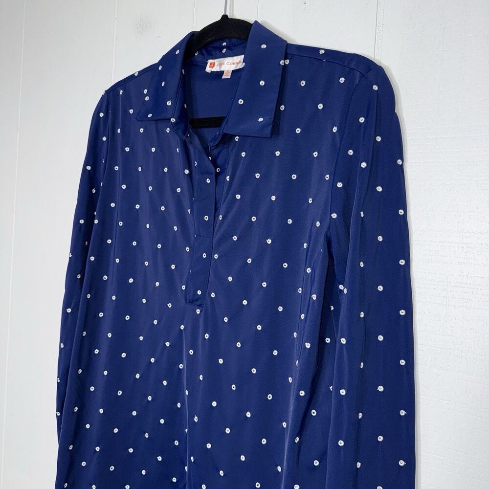 Jude Connally Women’s Hadley Tunic Top Embroidered Dots Scalloped Hem Navy 8 - Picture 3 of 6